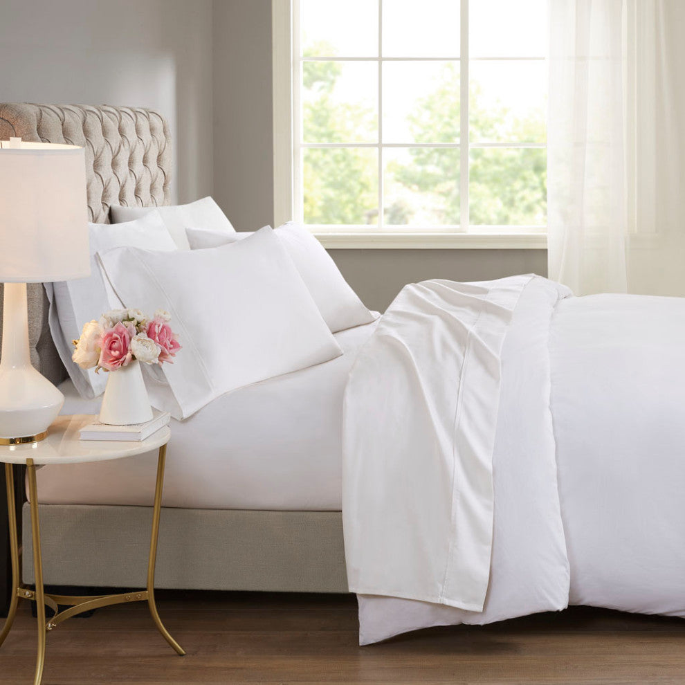 Beautyrest 600 Thread Count Cooling 4-Piece Sheet Set, White, Queen