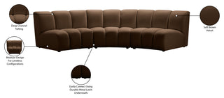 Infinity Channel Tufted Velvet Modular Chair, Brown, 3 Piece
