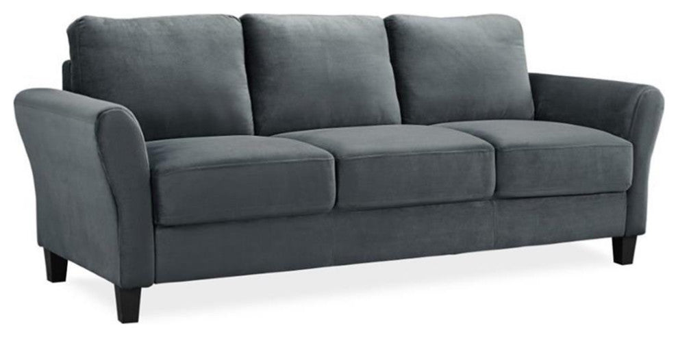 LifeStyle Solutions Transitional 2 Piece Sofa and Loveseat Set in Dark Gray