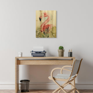 "Watercolor Flamingo Composition II" Wall Art Digital Print on Solid Wood