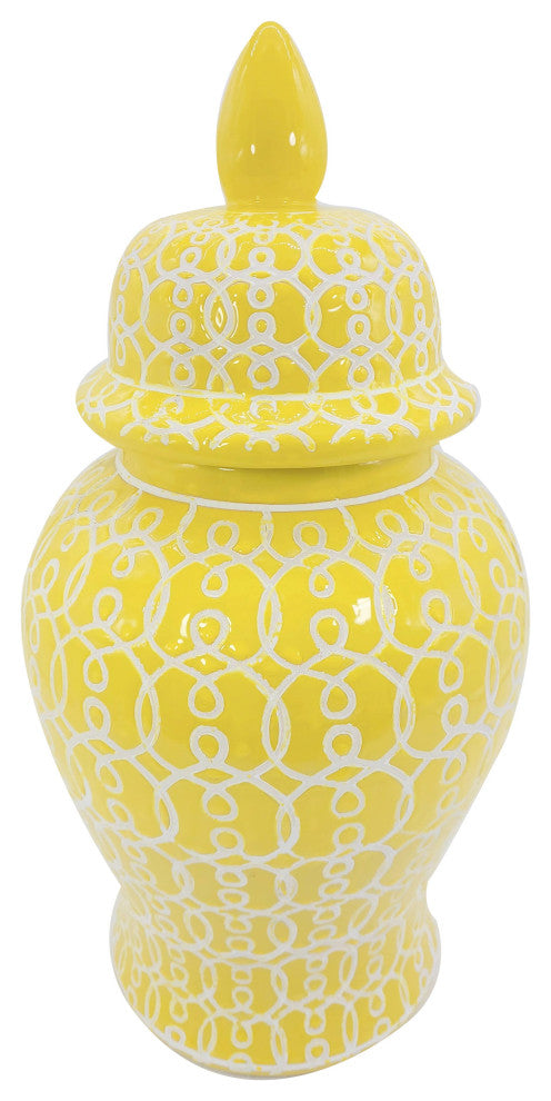 18" Yellow Patterned Ginger Jar