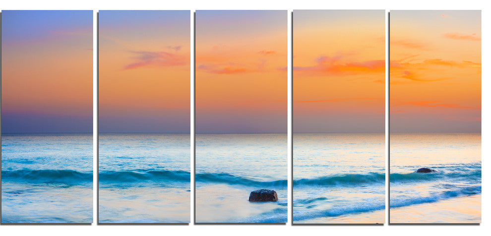 "Orange Sunset" Panorama Canvas Photo Print, 5 Panels, 60"x28"