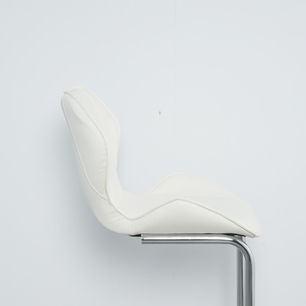 Modern PU 4 Bar chairs with Metal Legs for Dining,kitchen and Bar, White