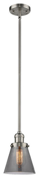 Small Cone 1-Light LED Pendant, Brushed Satin Nickel, Glass: Smoked