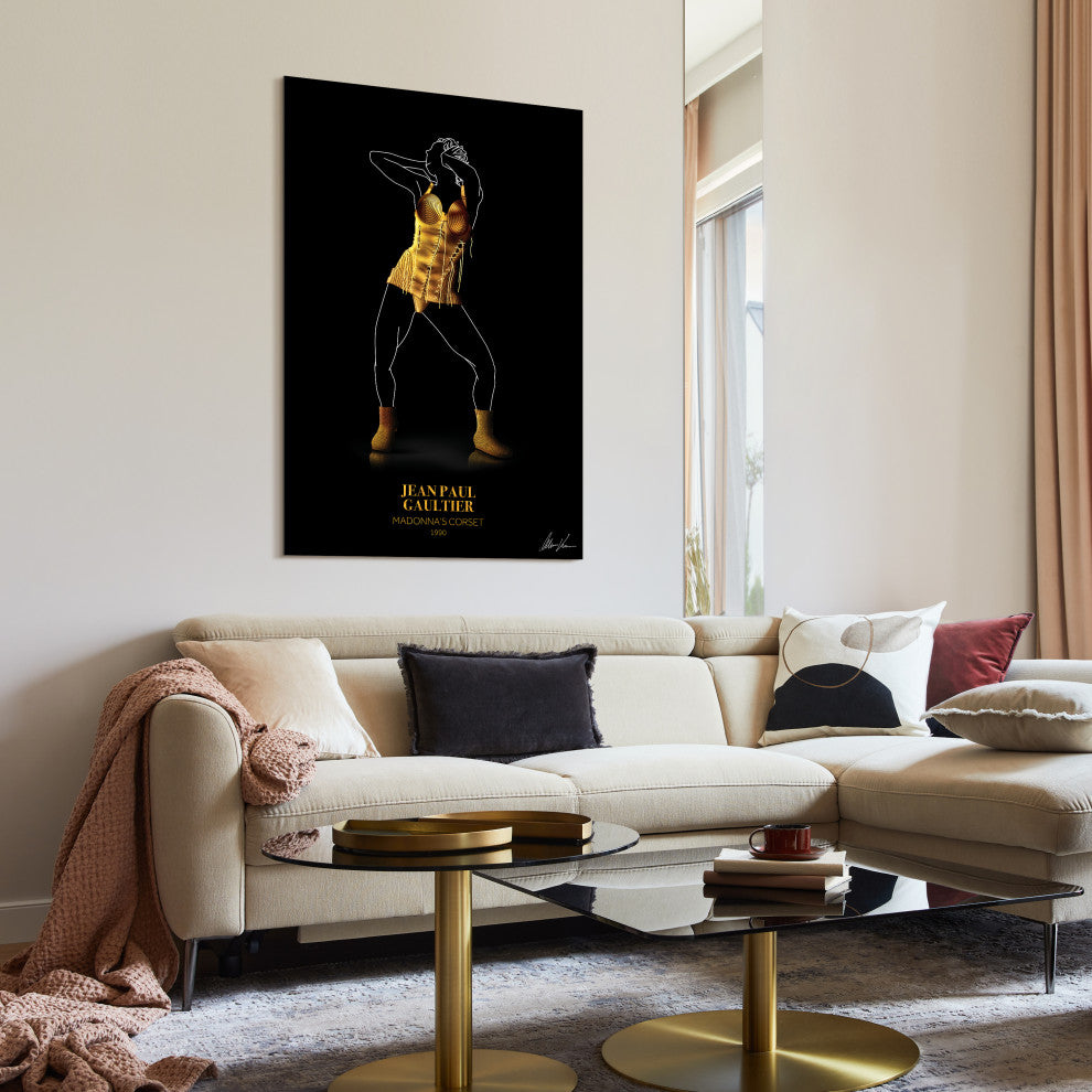 "J Gold Fashion look" Frameless Free Floating Printed Tempered Glass Wall Art