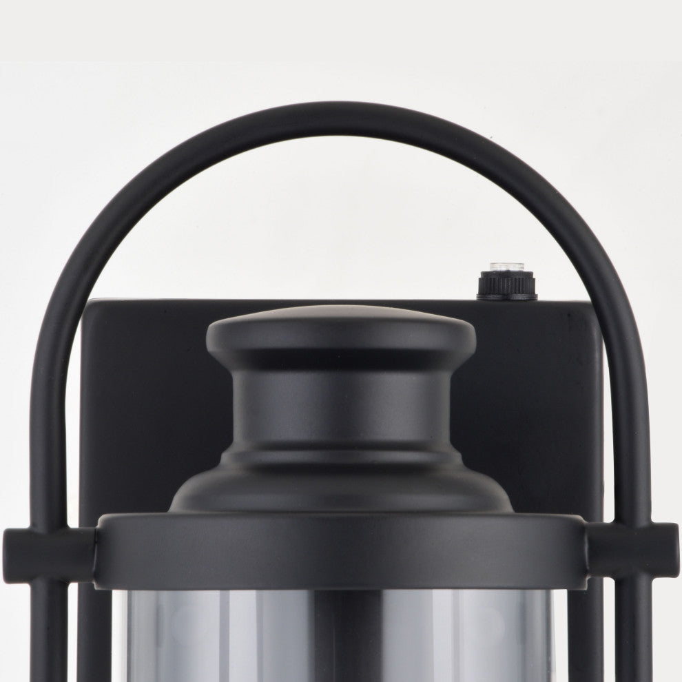 Winfield 1 Light Dusk to Dawn Matte Black Wall Lantern, 5.75"wx11.5"hx5.5"d