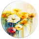 Bunch Of White Yellow Flowers, Modern Floral Disc Metal Wall Art, 23"