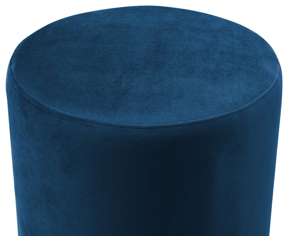 Opal Navy Velvet Ottoman with Gold Base - Navy