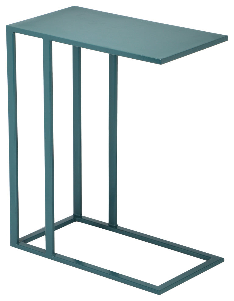 Elements, Tanu, C-Table Enamel Top End Table, Teal