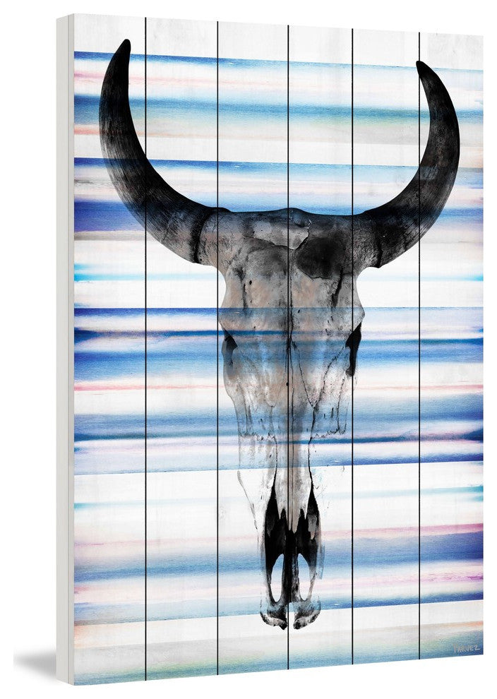 "Long Skull Face" Print on White Wood, 30"x45"