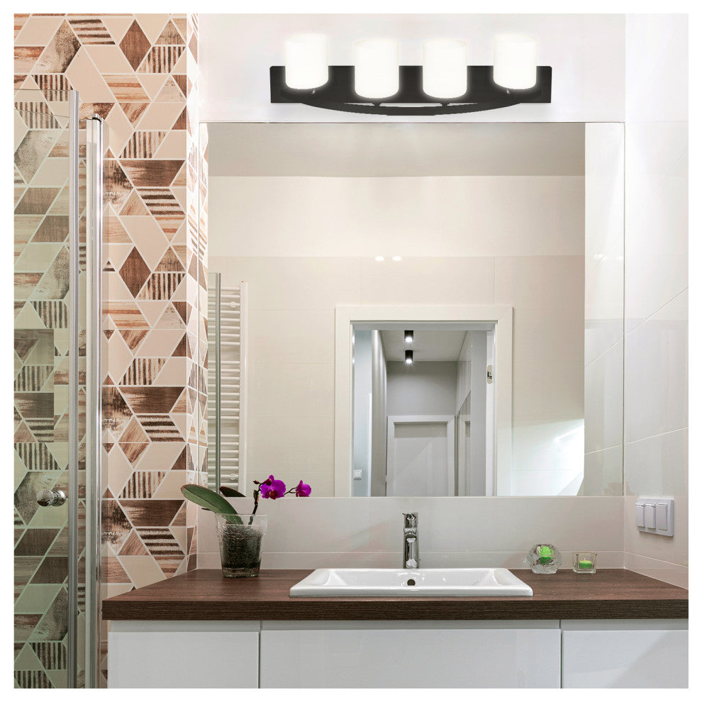 Nuk3y Modern Bathroom Vanity Light Fixture, Matte Black, 4 Lights