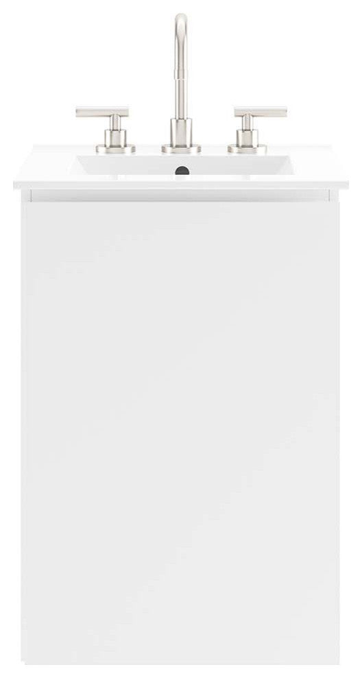 Sink Vanity Cabinet, Wall Mount, White, Ceramic, Modern, Hotel Bathroom