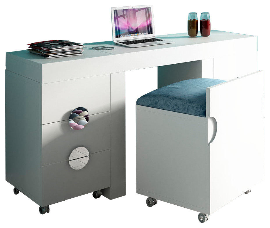 T26 Bedroom Make-up Vanity 63", White, Matte Finish