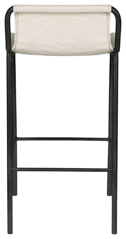 Dax Black Faux Leather Counter Stool, Cream