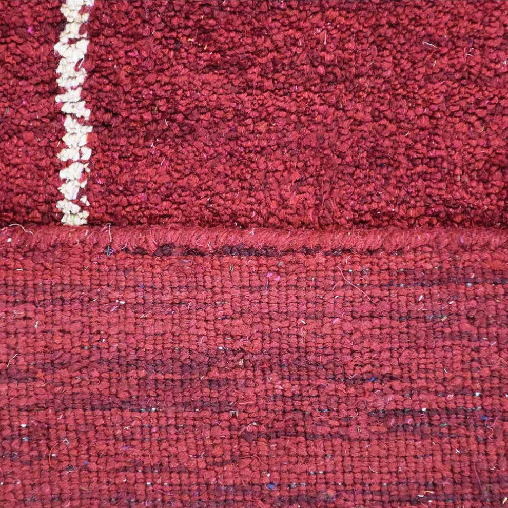 HAND KNOTTED LOOM SILK ECO-FRIENDLY AREA RUGS-Rectangle,Red Beige,Geometric