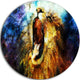Mighty Lion Emerging, Animal Art Disc Metal Wall Art, 11"