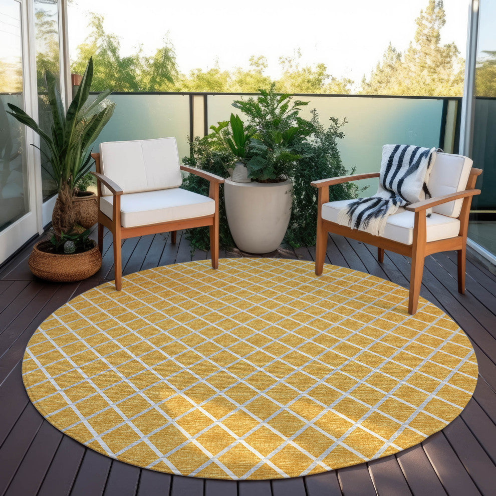 Indoor/Outdoor York YO1 Gold Machine Washable 6' x 6' Rug