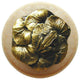 Leap-Frog Natural Wood Knob, Clear Finish With Antique-Style Brass