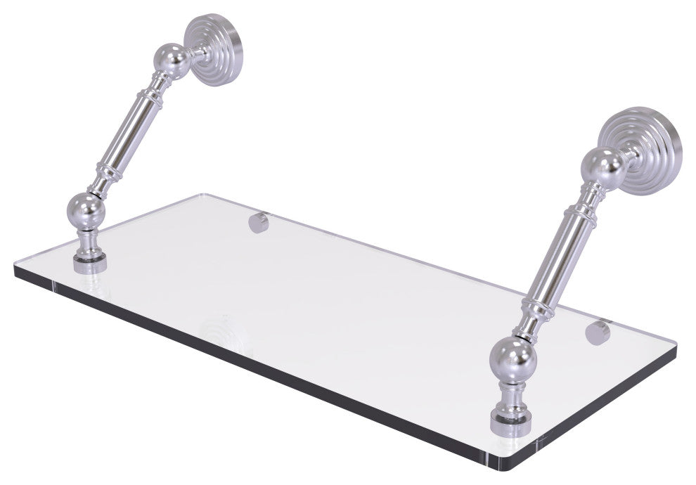 Waverly Place 18" Floating Glass Shelf, Satin Chrome
