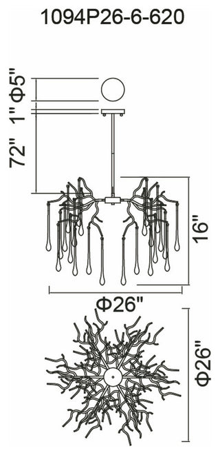 Anita 6 Light Chandelier With Gold Leaf Finish