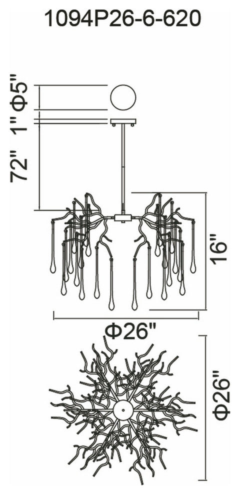 Anita 6 Light Chandelier With Gold Leaf Finish