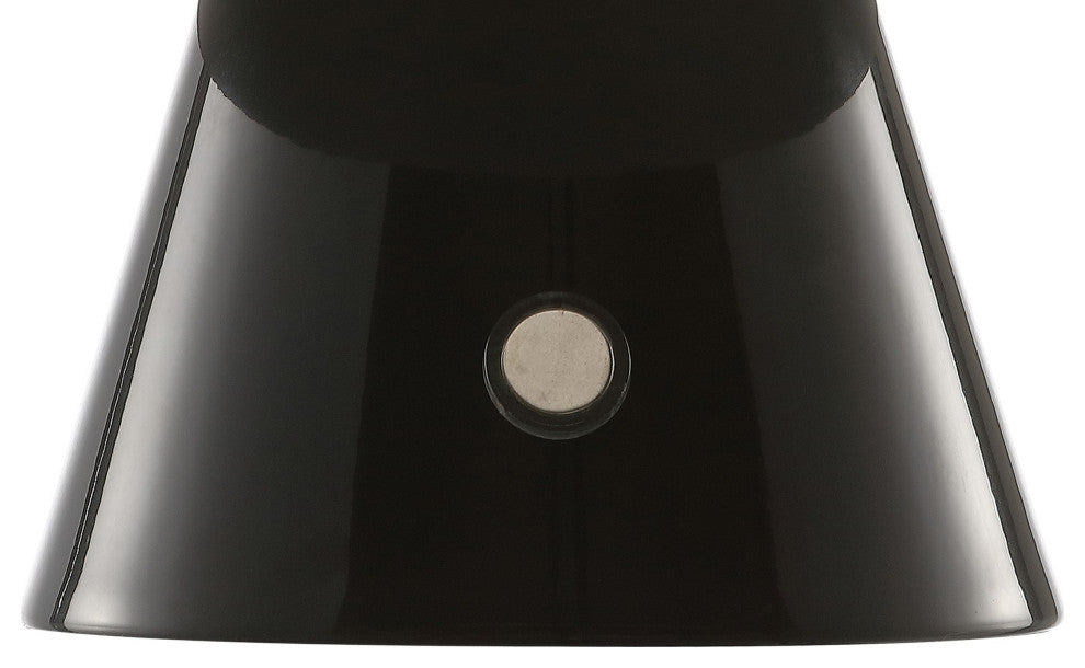 Porcini 7" Rechargeable/Cordless Iron Integrated LED Mushroom Table Lamp, Black