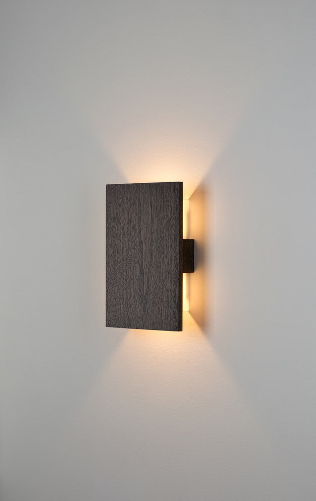 Tersus LED Wall Sconce, Dark Stained Walnut, Metal Plate: None