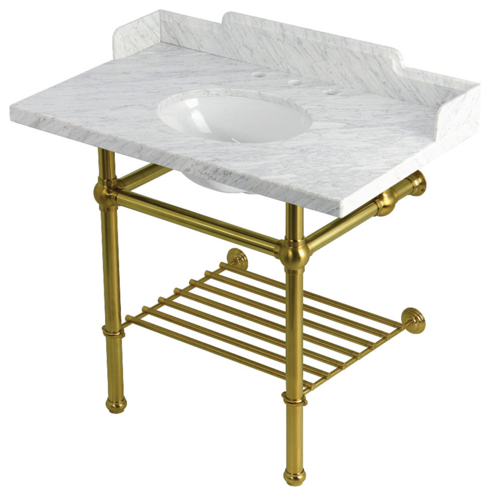 LMS3630MBB7 36" Console Sink with Brass Legs (8-Inch, 3 Hole)