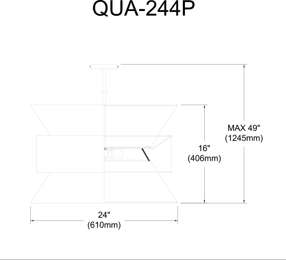 Questa Transitional 4 Light White Polished Chrome Fabric Pendant
