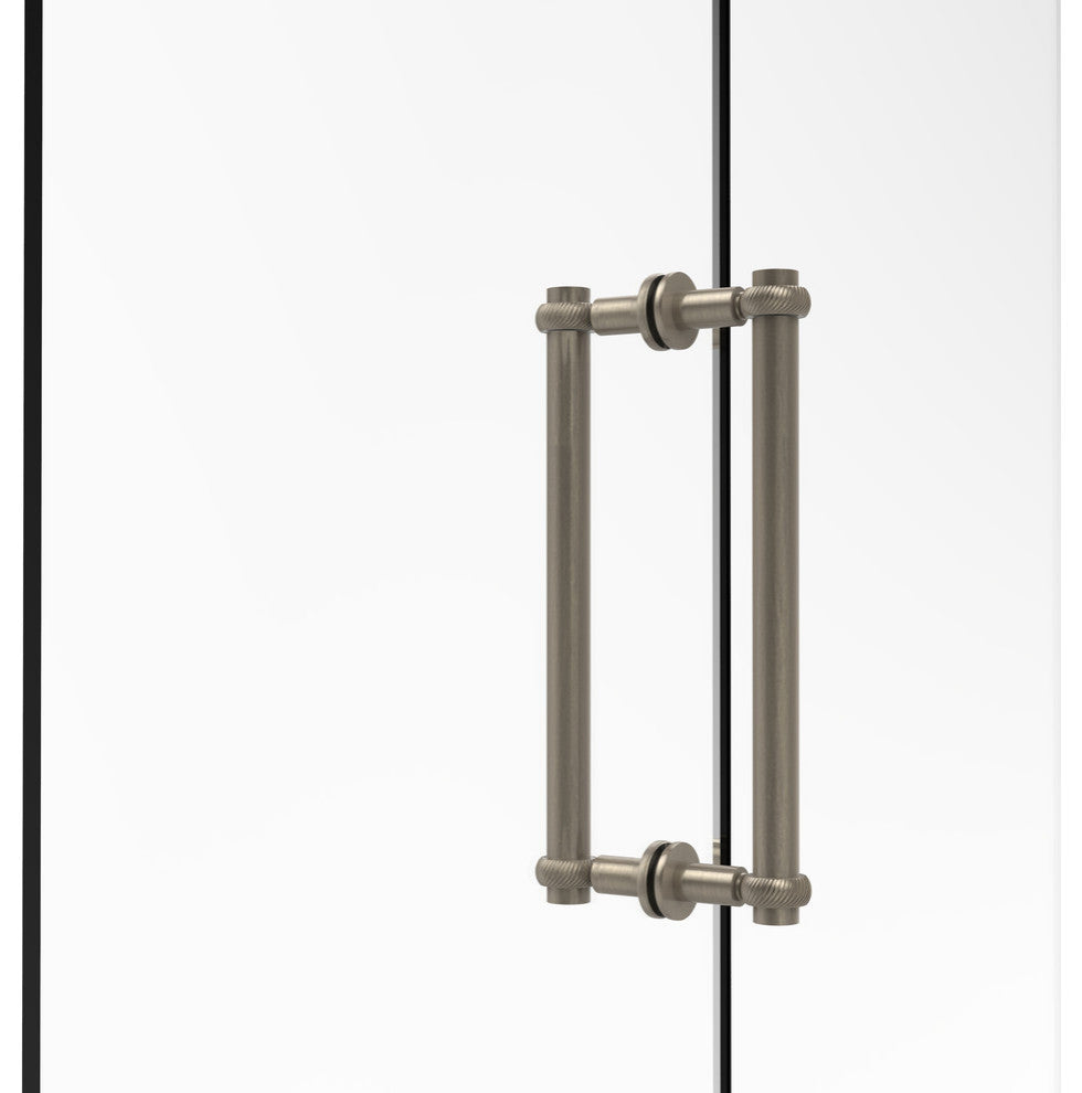 Contemporary 12" Twisted Accent Back to Back Shower Door Pull, Antique Pewter