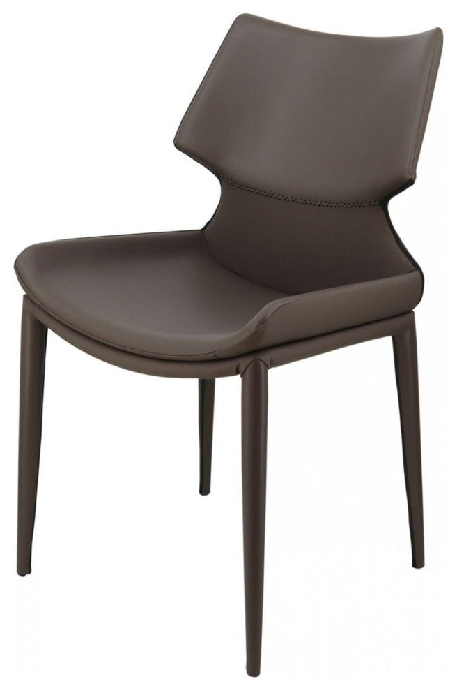 Set of Two Gray Faux Leather Wrapped Dining Chairs