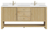 Marigot Single 72" Double Vanity, Oak, 1-Hole 3 CM White Zeus Top, Backsplash