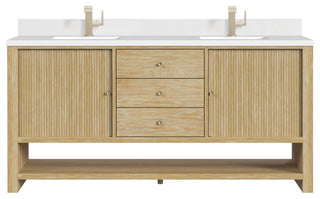 Marigot Single 72" Double Vanity, Oak, 1-Hole 3 CM White Zeus Top, Backsplash