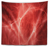 Bright Lightning on Red Sky Floral Wall Tapestry, 92"x78"