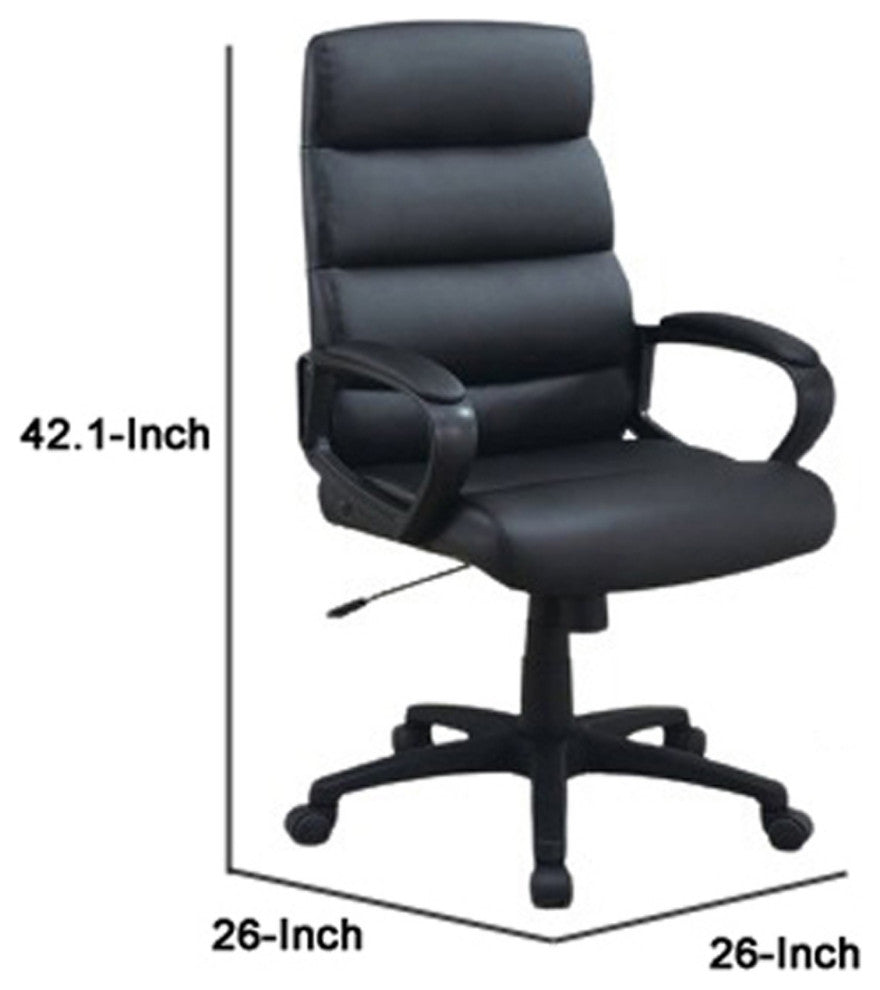 Benzara BM266480 Office Chair With Horizontally Tufted Padded Back, Black