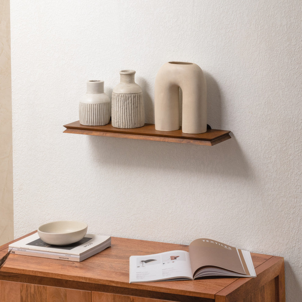 Hamish Wall Mounted Shelves, Walnut, 24"