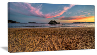Trodden Sand on Beach at Sunset, Seashore Canvas Art Print, 32"x16"