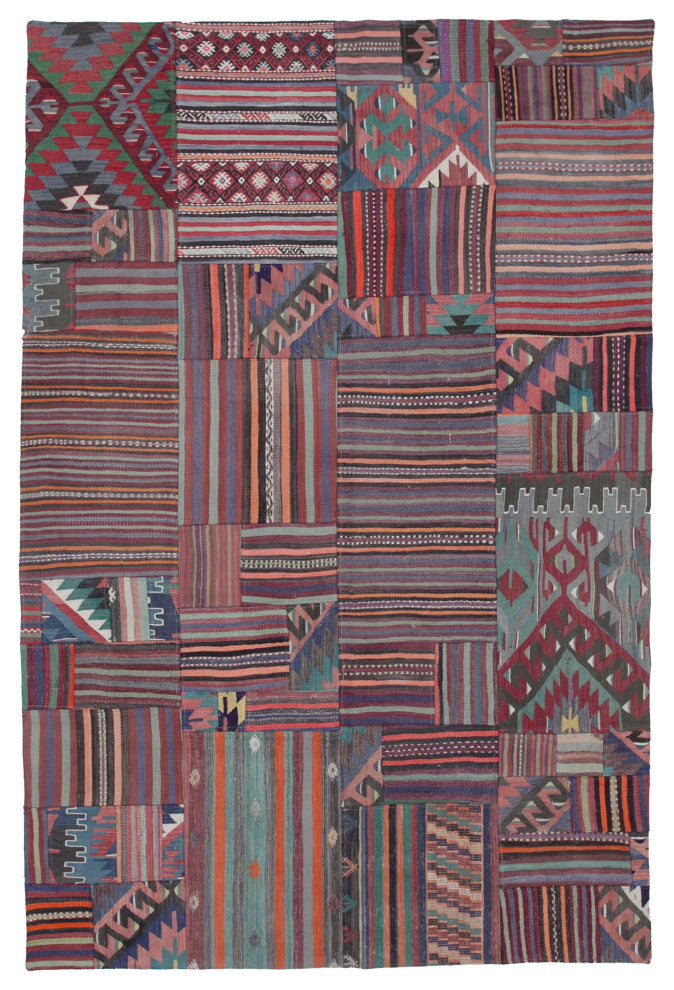 Rug N Carpet - Handmade Turkish 6' 7'' x 9' 11'' Vintage Patchwork Kilim Rug