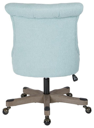 Pemberly Row Tufted Office Chair in Mint Blue Fabric with Gray Wood Base