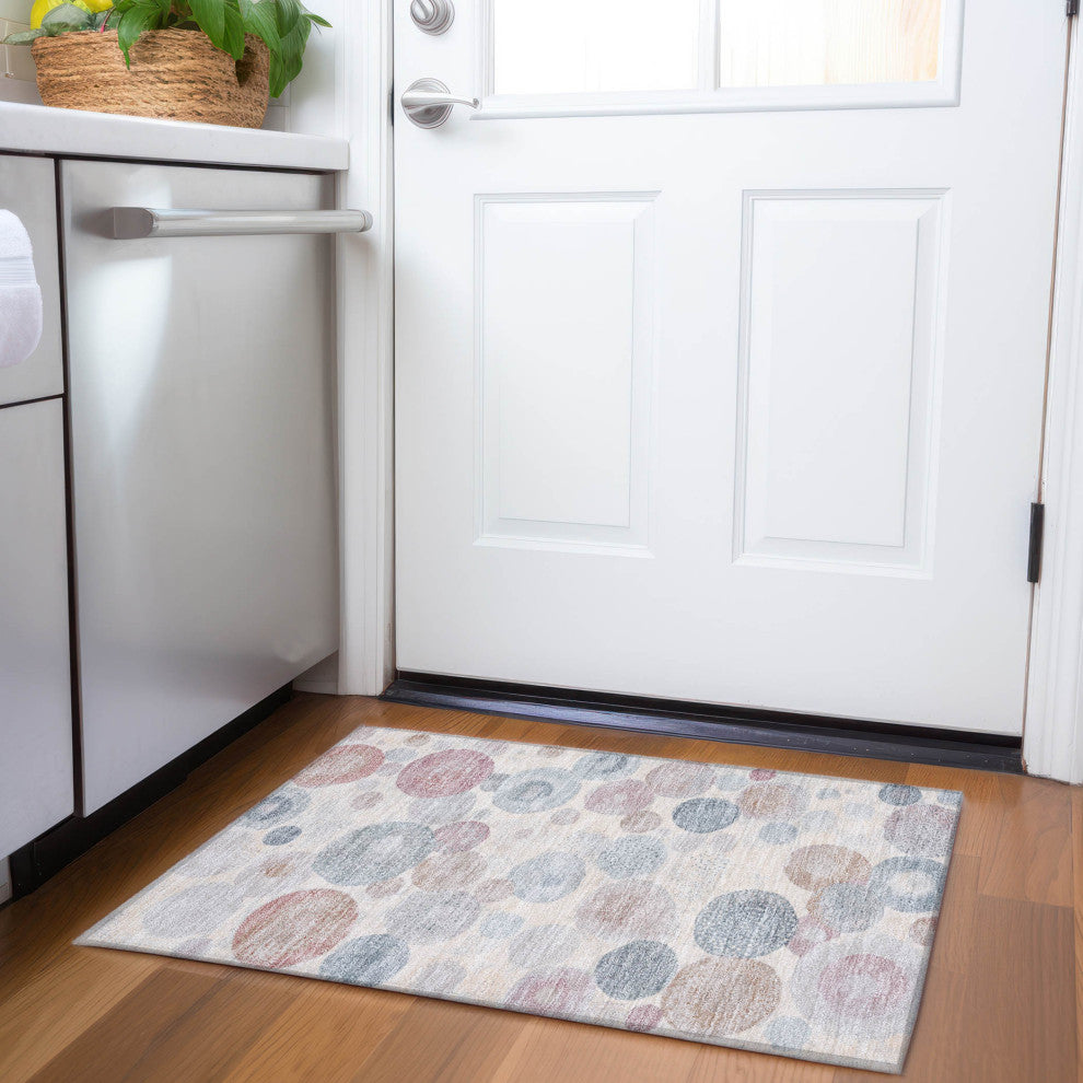 Machine Washable Indoor/Outdoor Chantille ACN1896 Peach 1'8" x 2'6" Rug