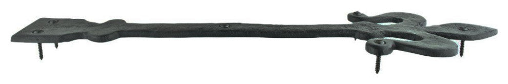 4 Black Wrought Iron Dummy Door Hinge Fleur De Lis 16" |