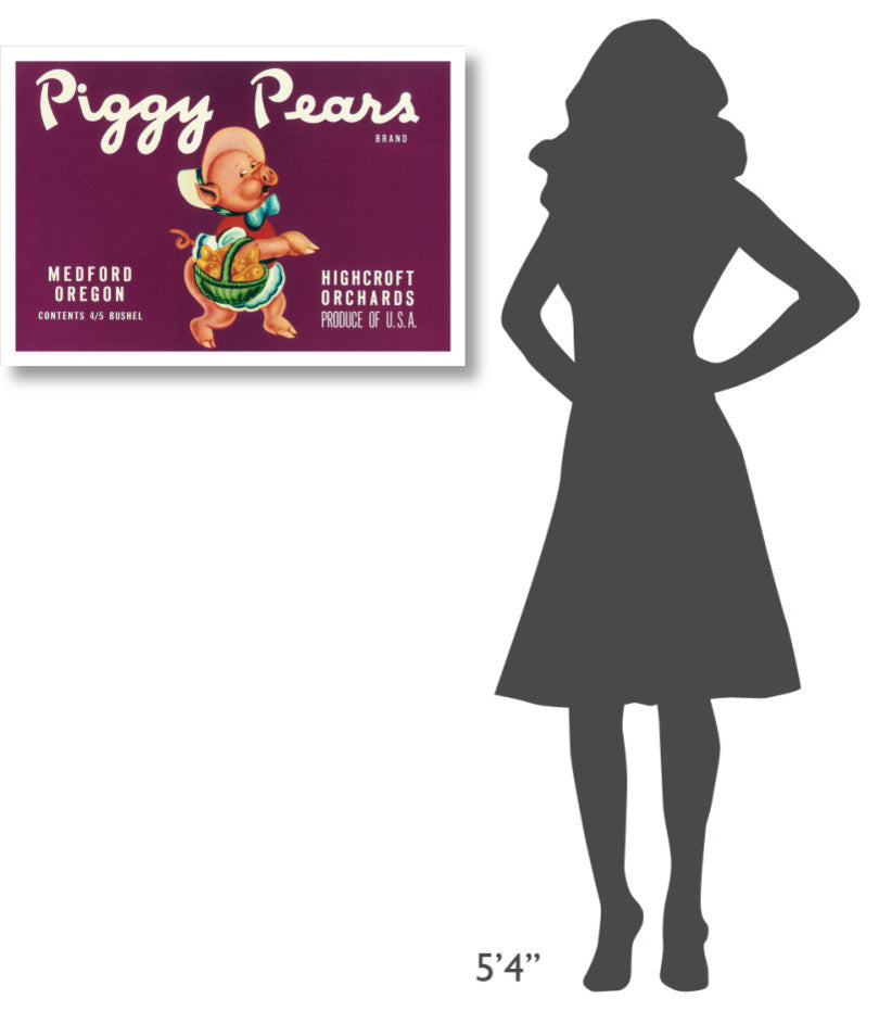 "Piggy Pears Crate Label" Digital Paper Print by Retrolabel, 32"x22"
