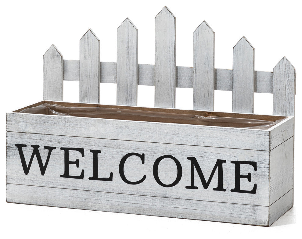 Set of 2 Fence-Inspired Planter Stands, White
