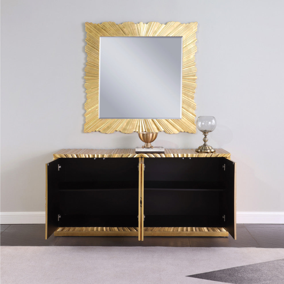 Tiffany Metallic Spiral Design Sideboard, Gold