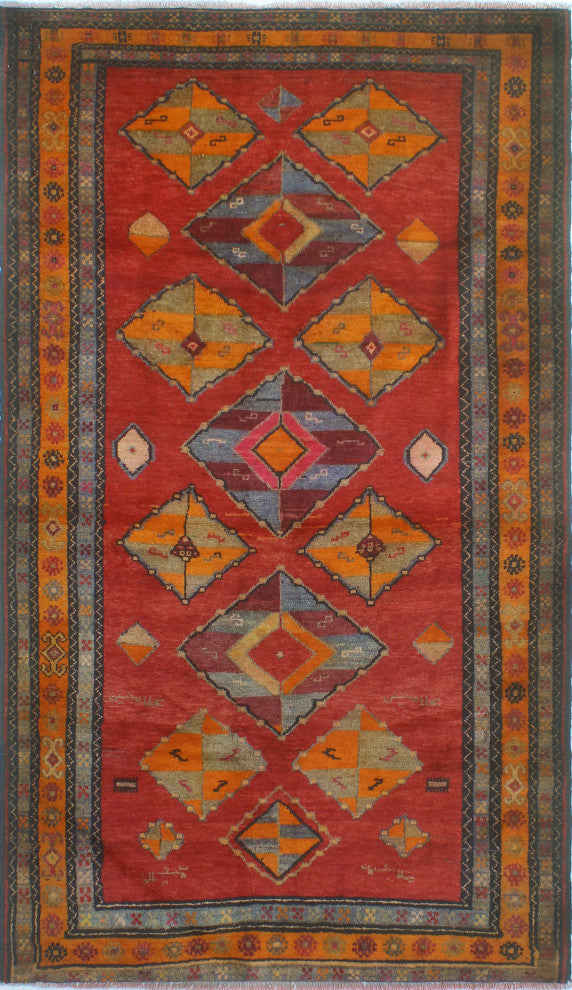 Fine Vintage Distressed Jamile Red/Orange Rug, 3'9x7'0