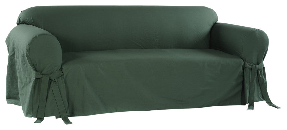 Classic Slipcovers Cotton Duck 1-Piece Sofa Slipcover, Hunter