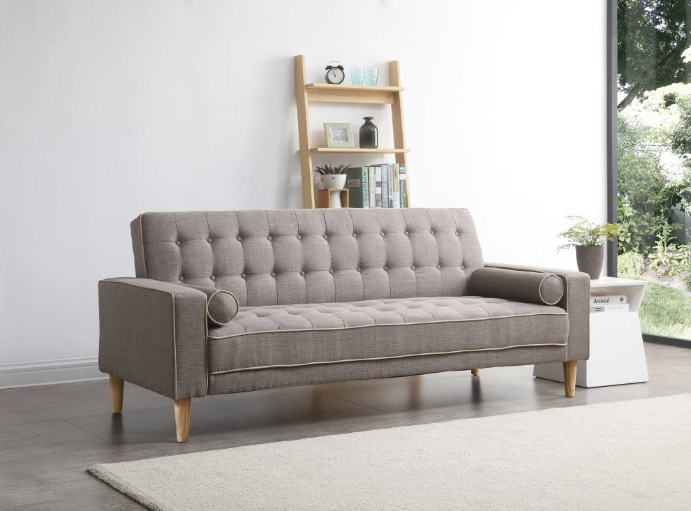 Andrews 85 in. W Flared Arm Polyester Straight Sofa, Gray