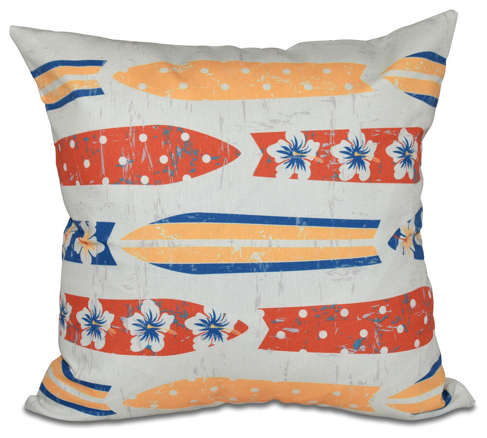 Jan, Geometric Print Outdoor Pillow, Yellow, 18"x18"