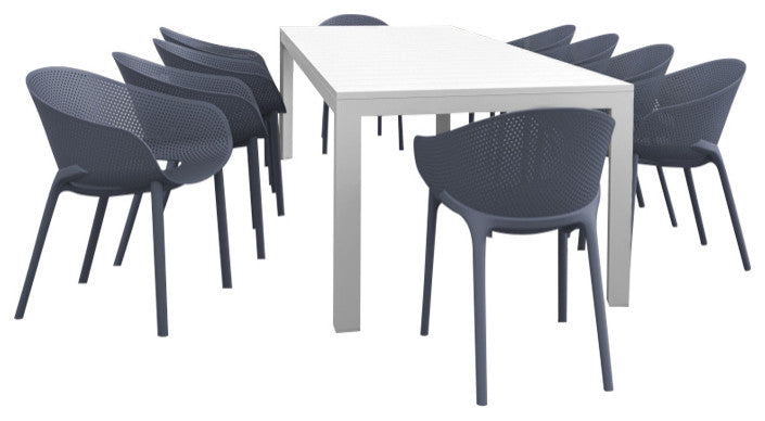 Sky Pro Extendable Dining Set 11 Piece White, DarkGray