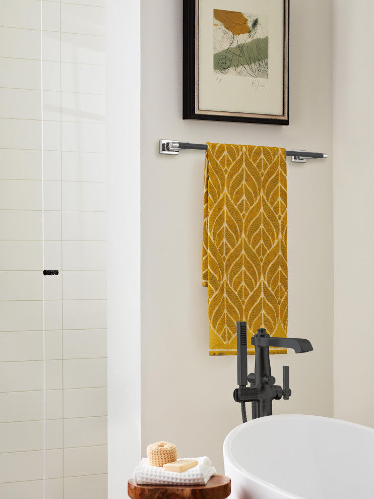 Amerock Esquire Contemporary Towel Bar, Polished Nickel/Black Bronze, 24" Center